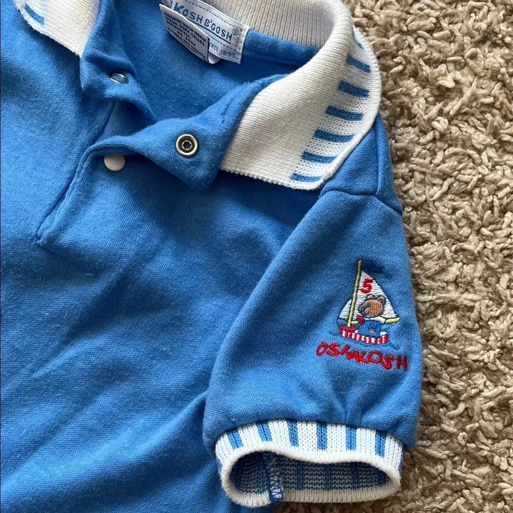 Vintage OshKosh B'gosh Short Sleeve Polo & Denim Shortalls - Size 6-9 Months